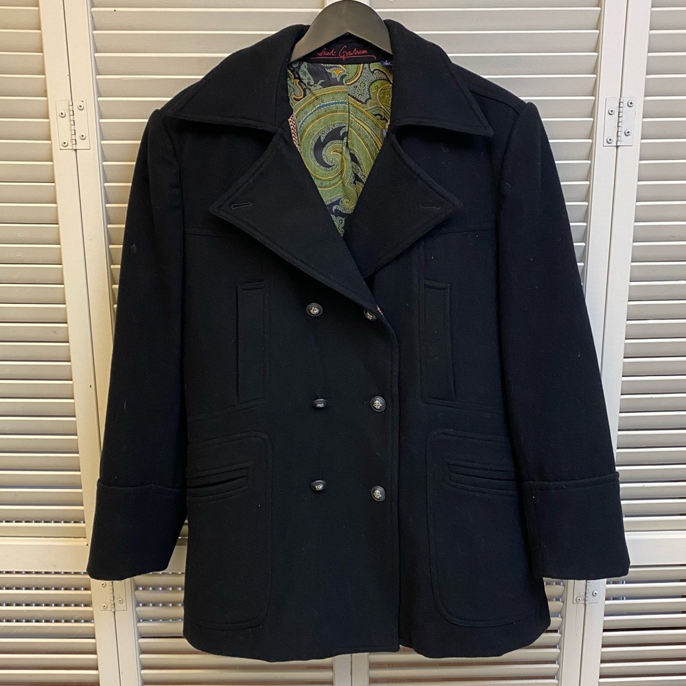 Robert Graham Pea Coat w Green Paisley liner